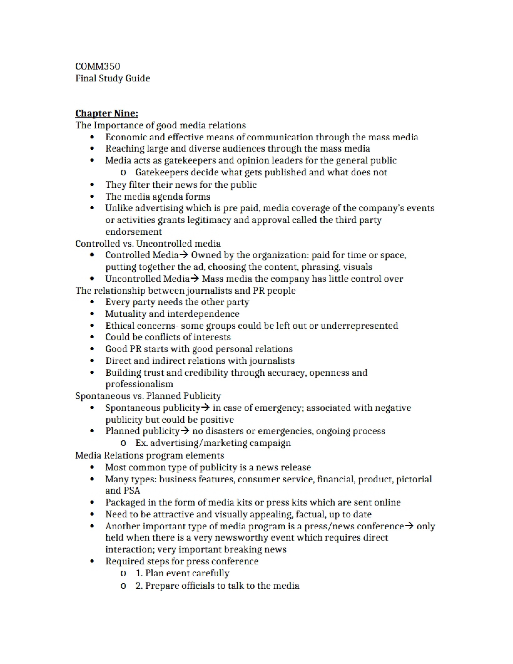 Public Relations Final Guide