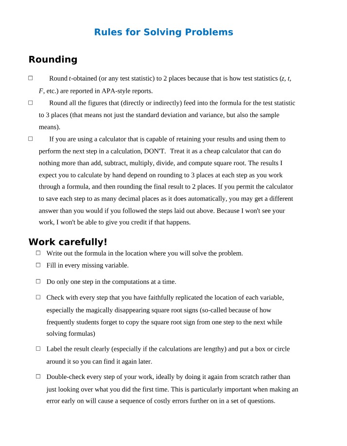 Rules for Problem Solving