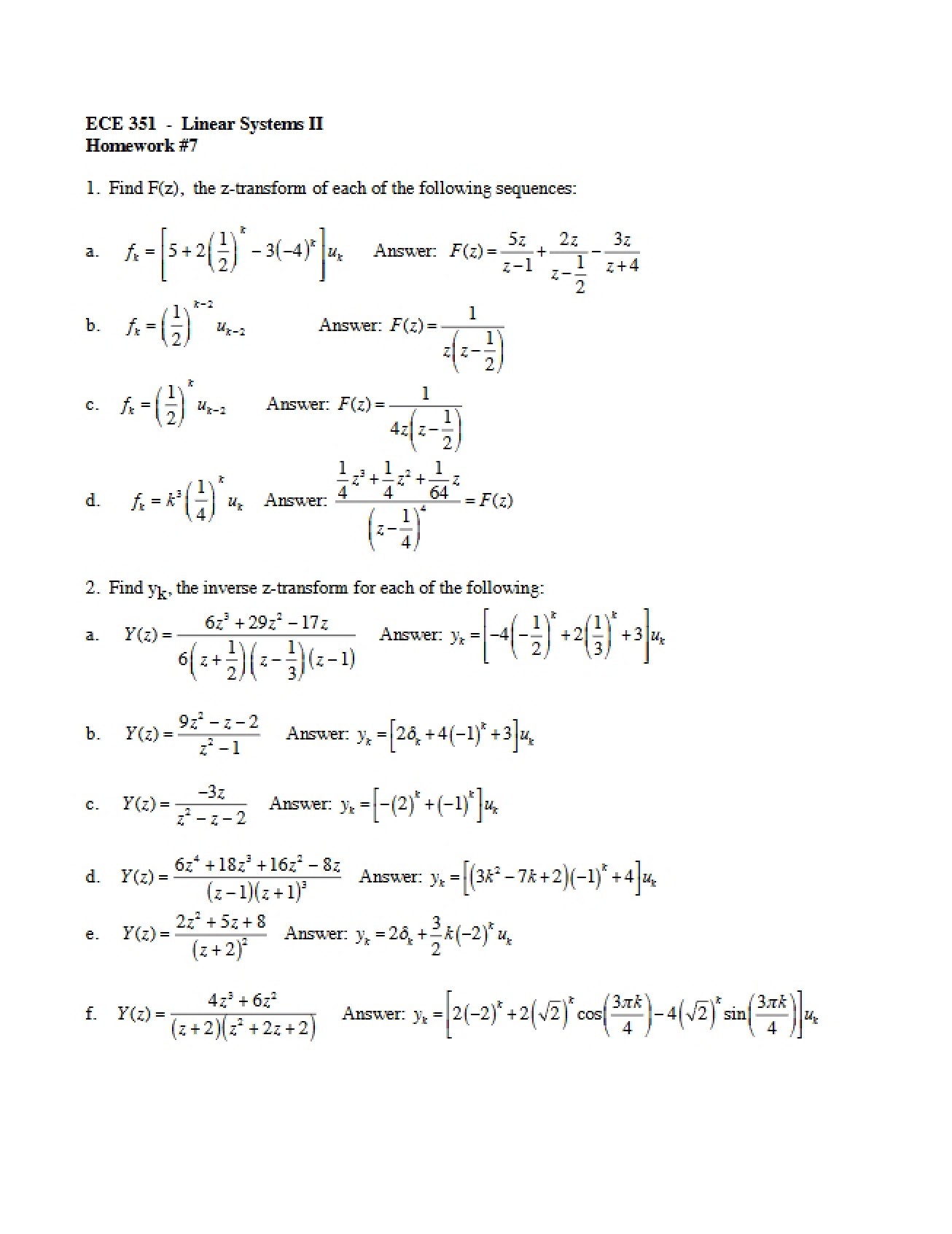 Seventh Homework Assignment