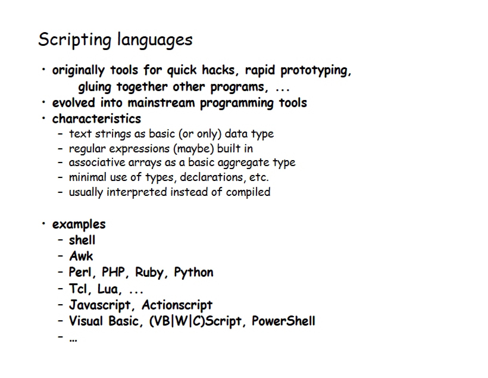Languages for Scripting