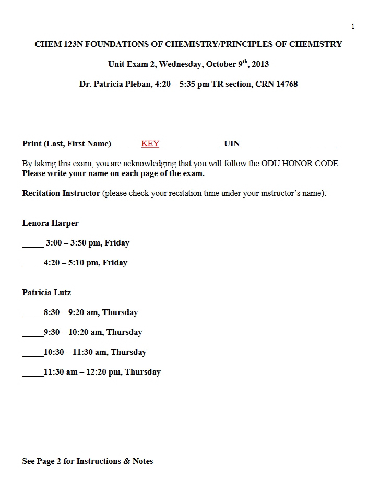 Page 1 of 6 Chem 123N Final Exam Review