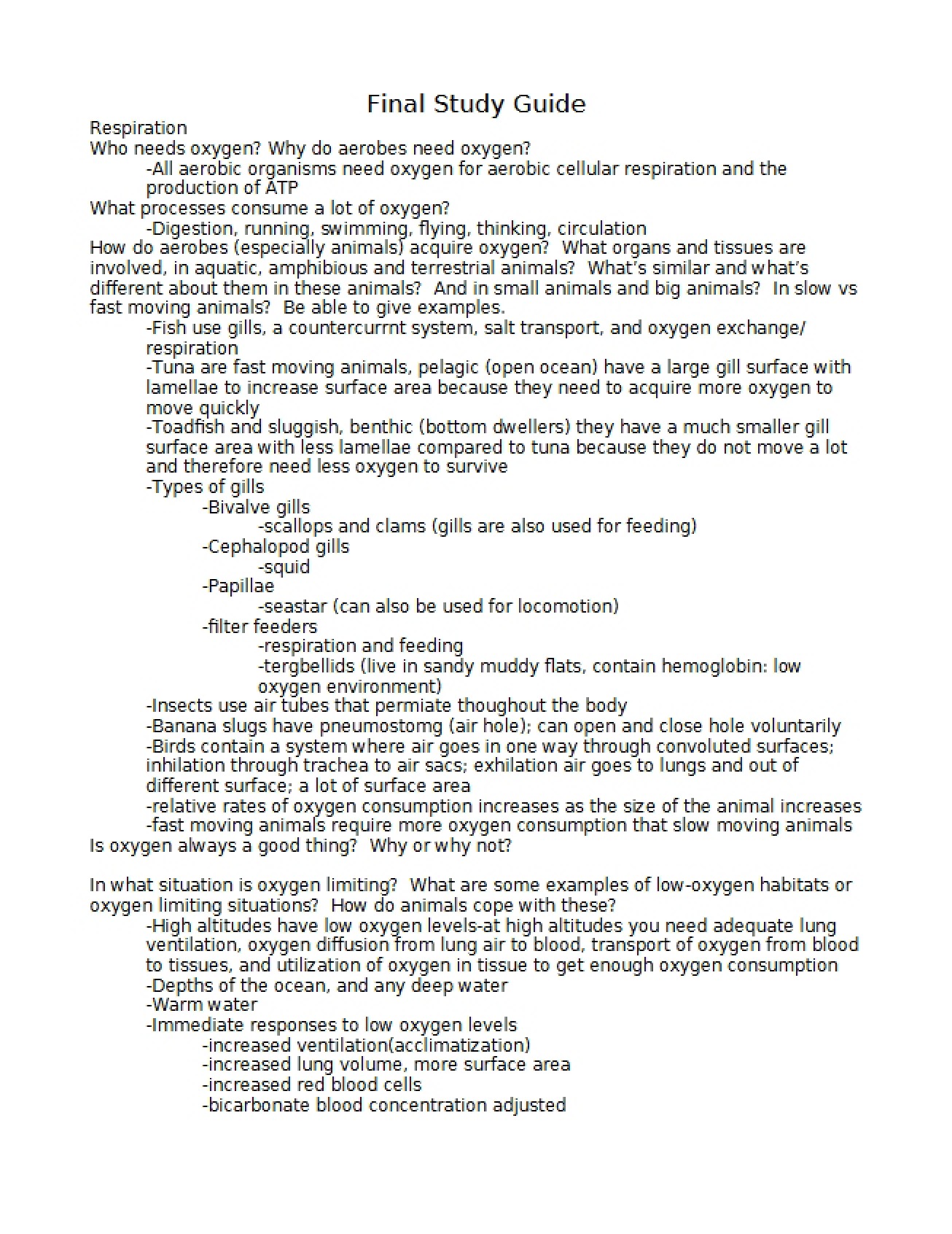 Final Exam Study Guide Biology 2