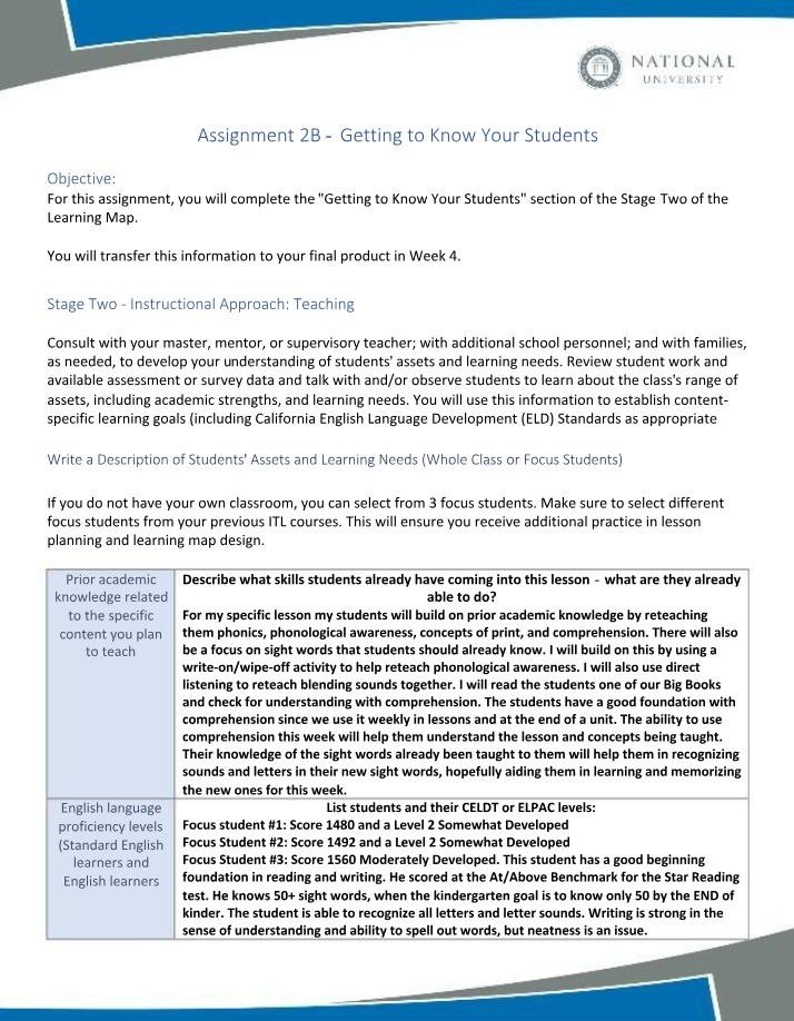 Getting to Know Your Students - Assignment 2B