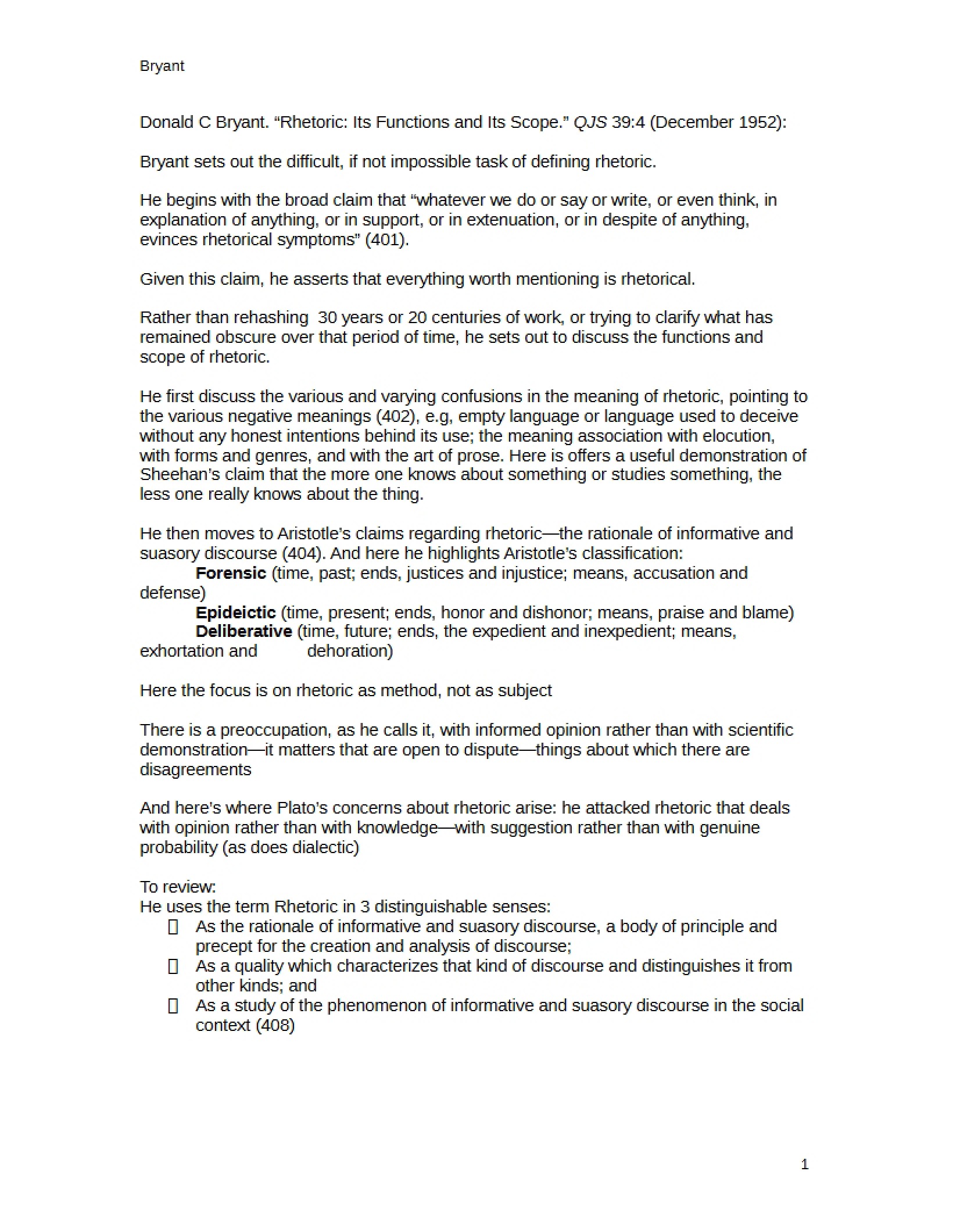 Scope and Functions of Rhetoric