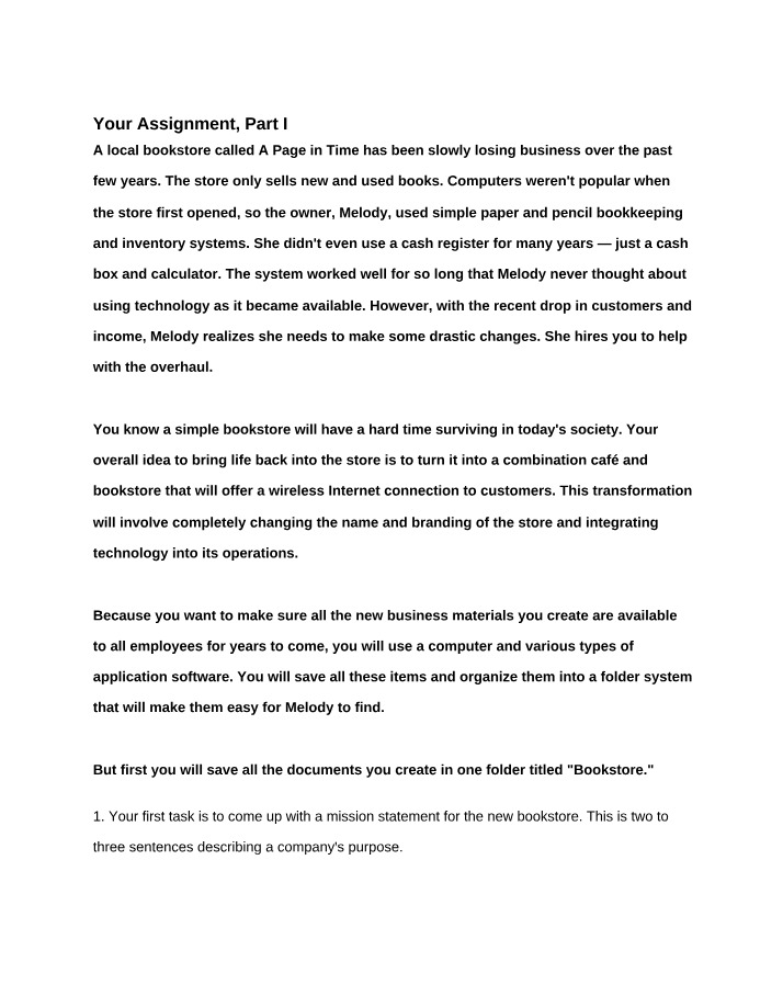 A Page in Time Bookstore - Mission, Logo, and Statement
