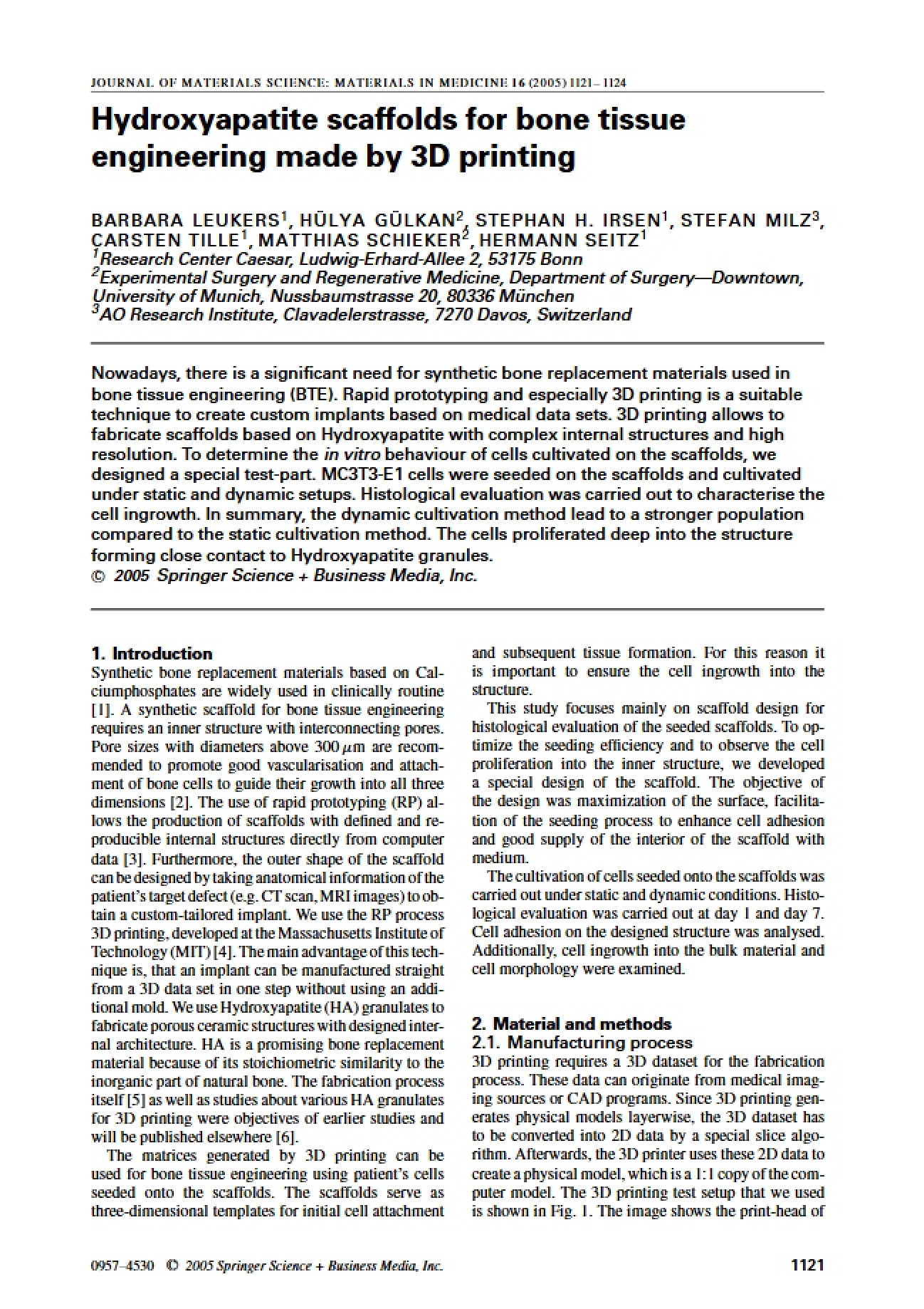 Bone Tissue Hydroxyapatite Scaffolds