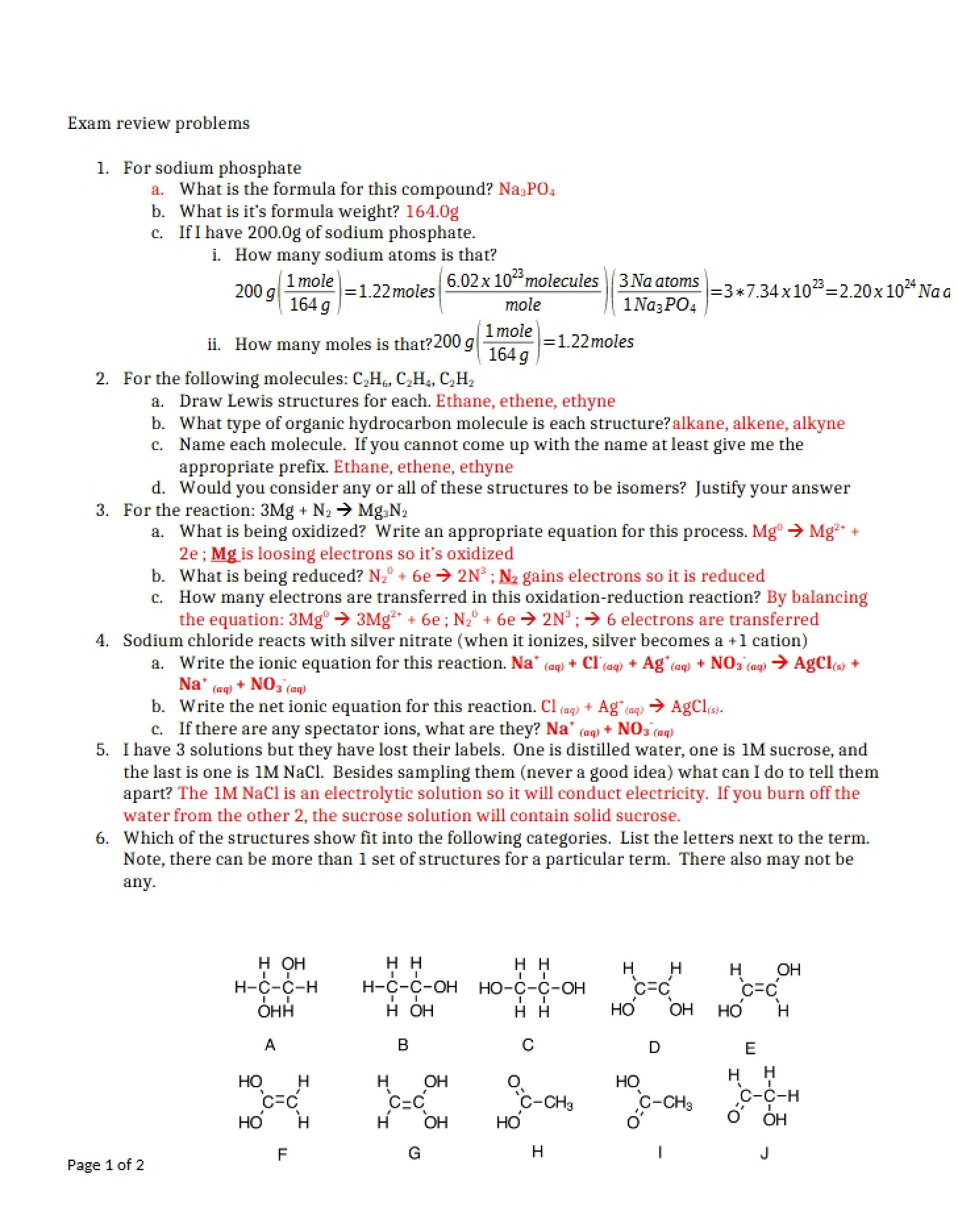 Problems for Exam Review