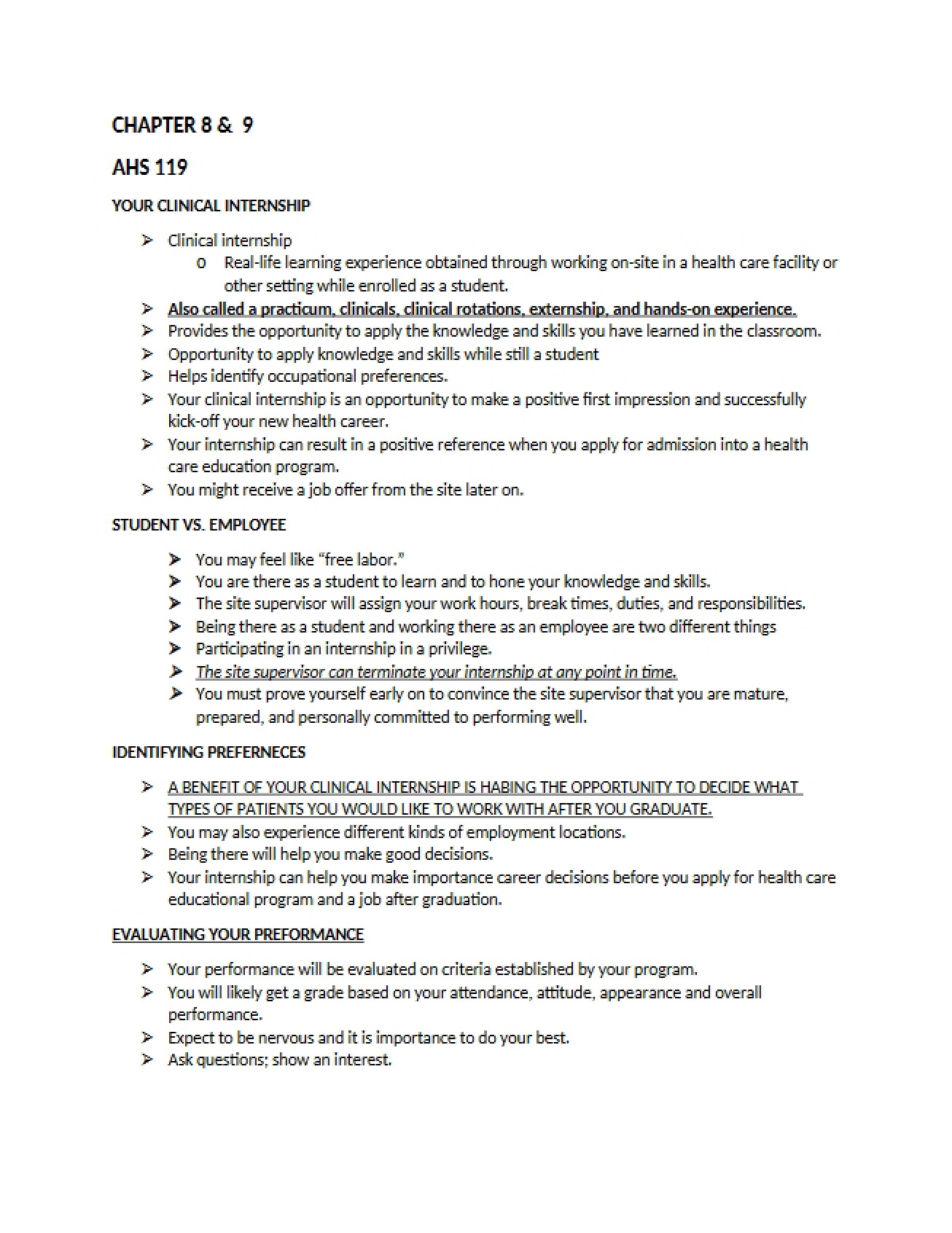 Eighth Chapter of Allied Health Sciences