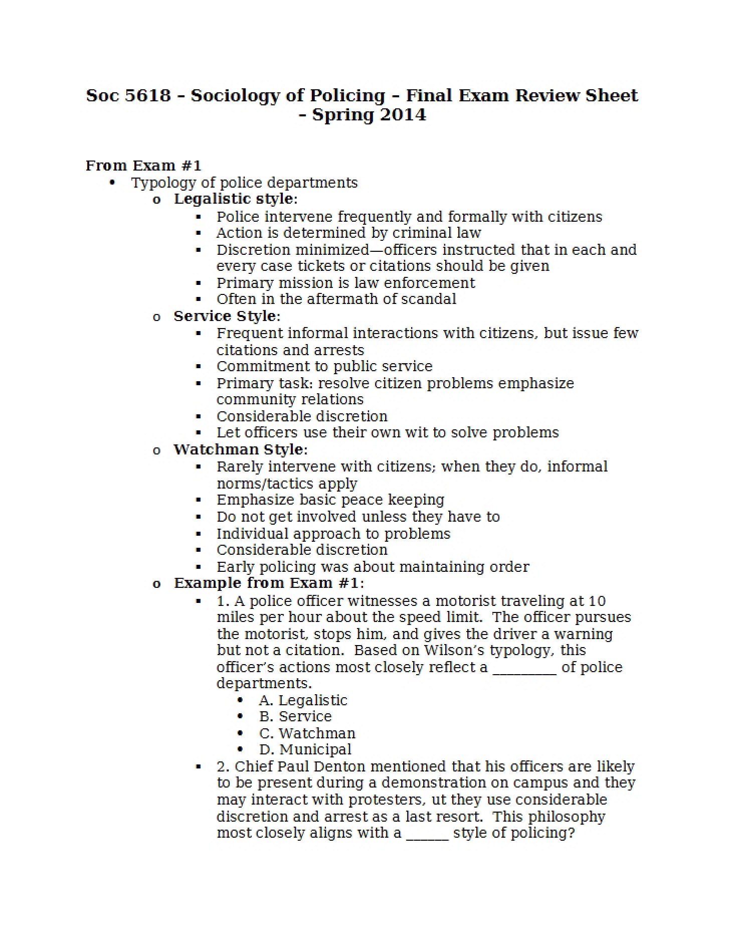First Examination