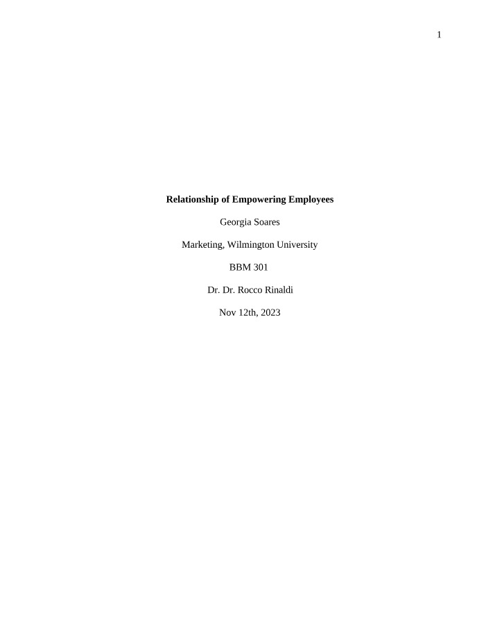 The Relationship of Employee Empowerment