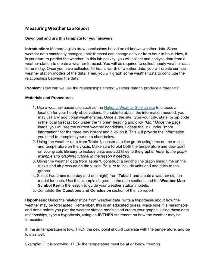 Lab Report on Measuring Weather