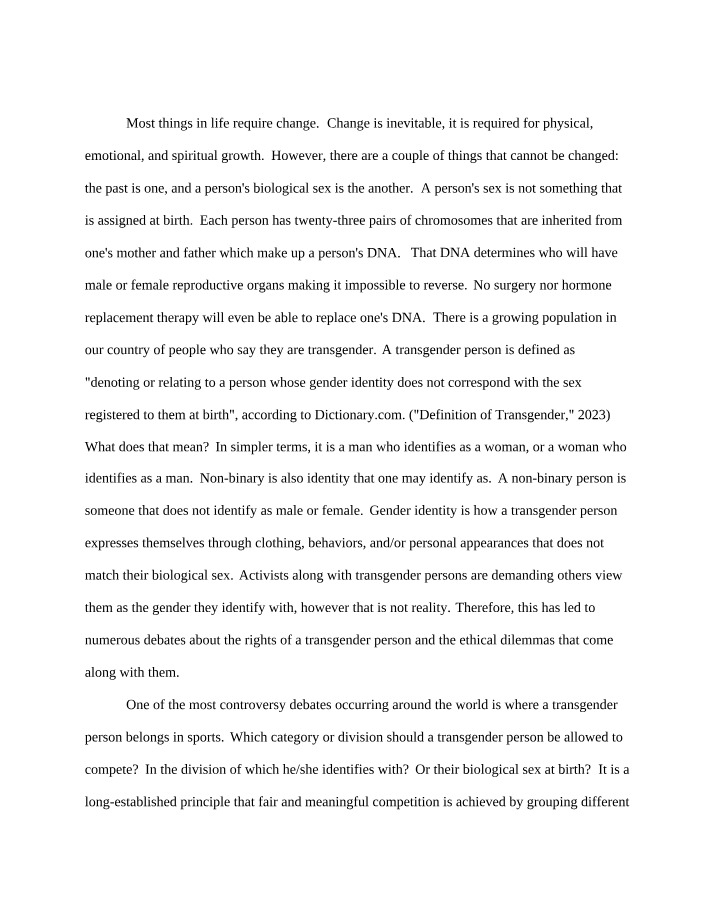 Fairness and the Rights of Transgender Athletes