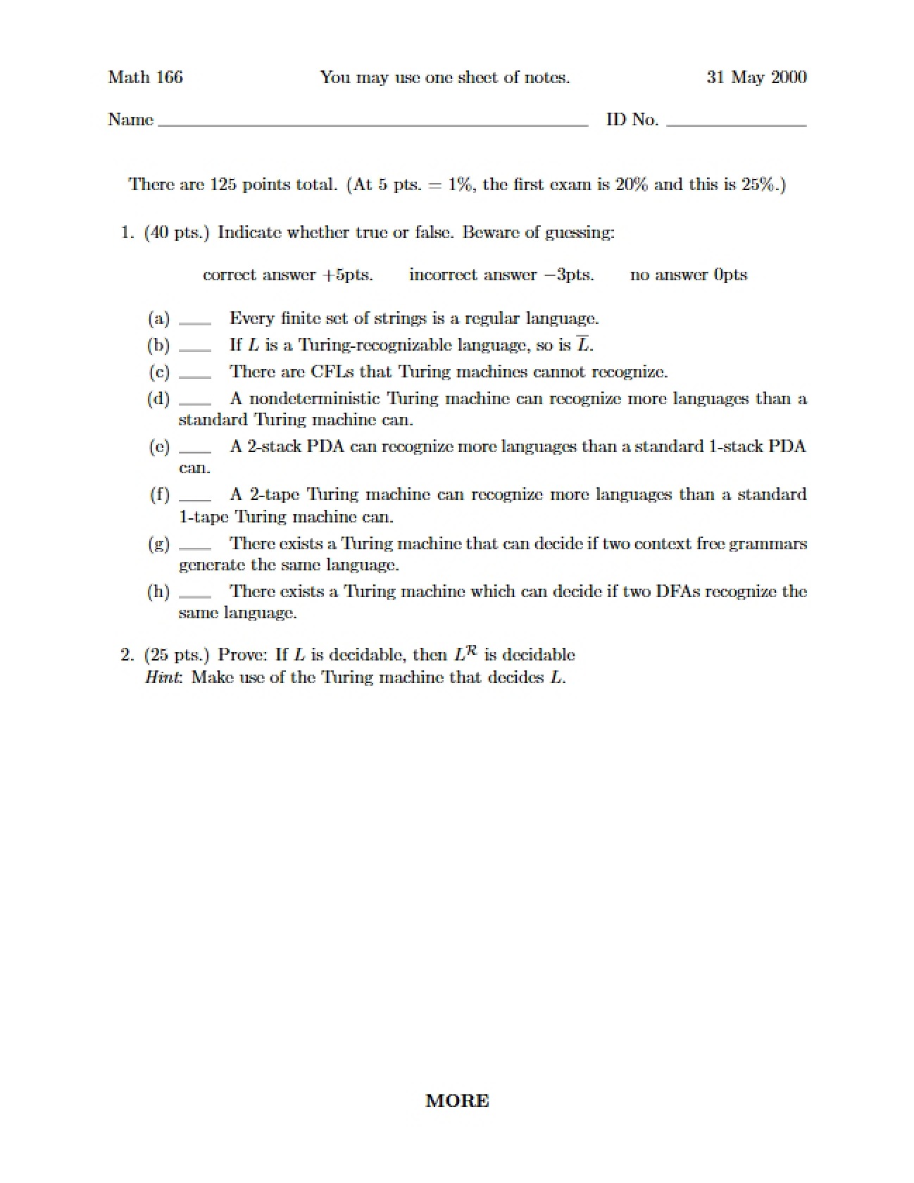 Math 166 Periodic Assessment