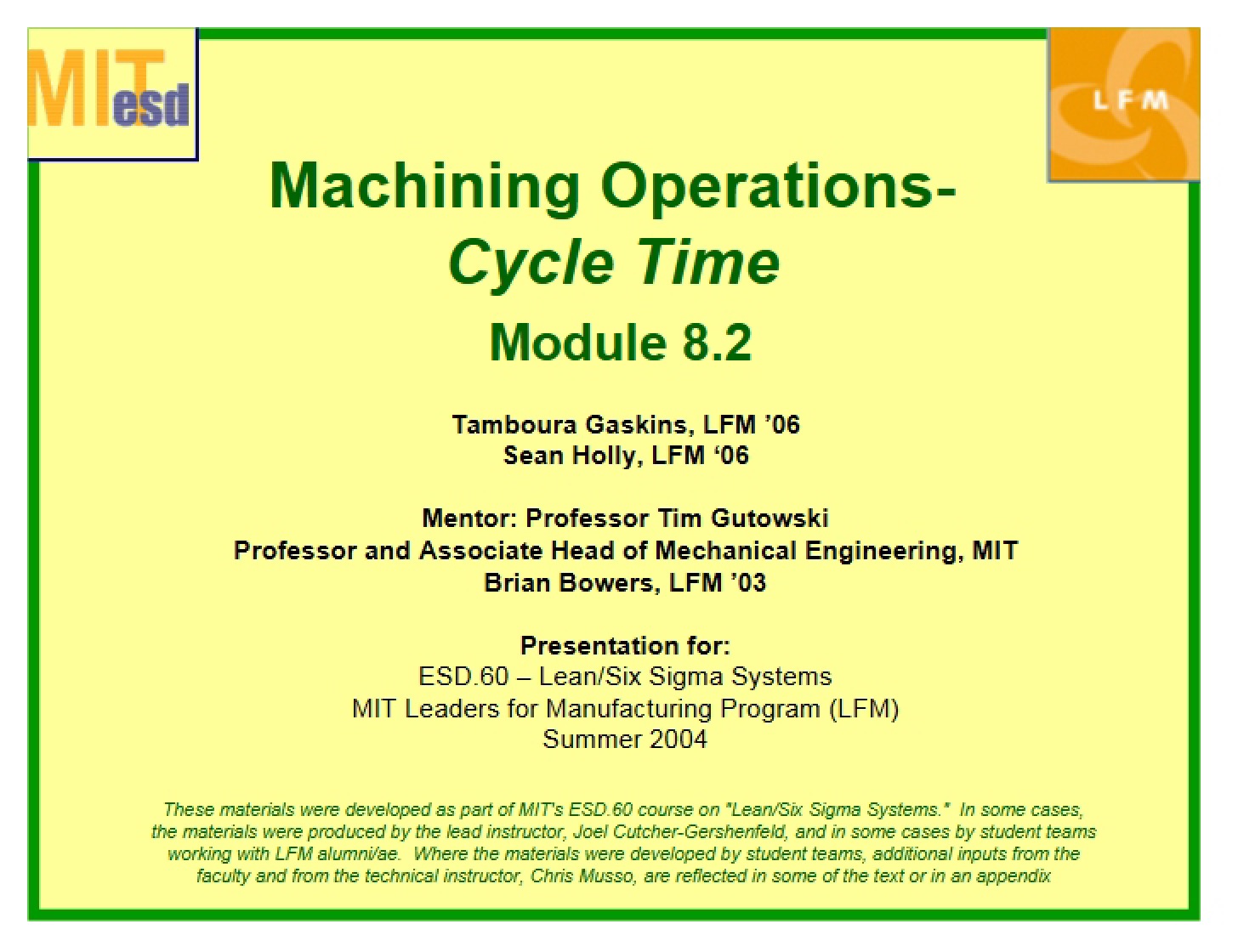 Cycle Time in Machining Operations