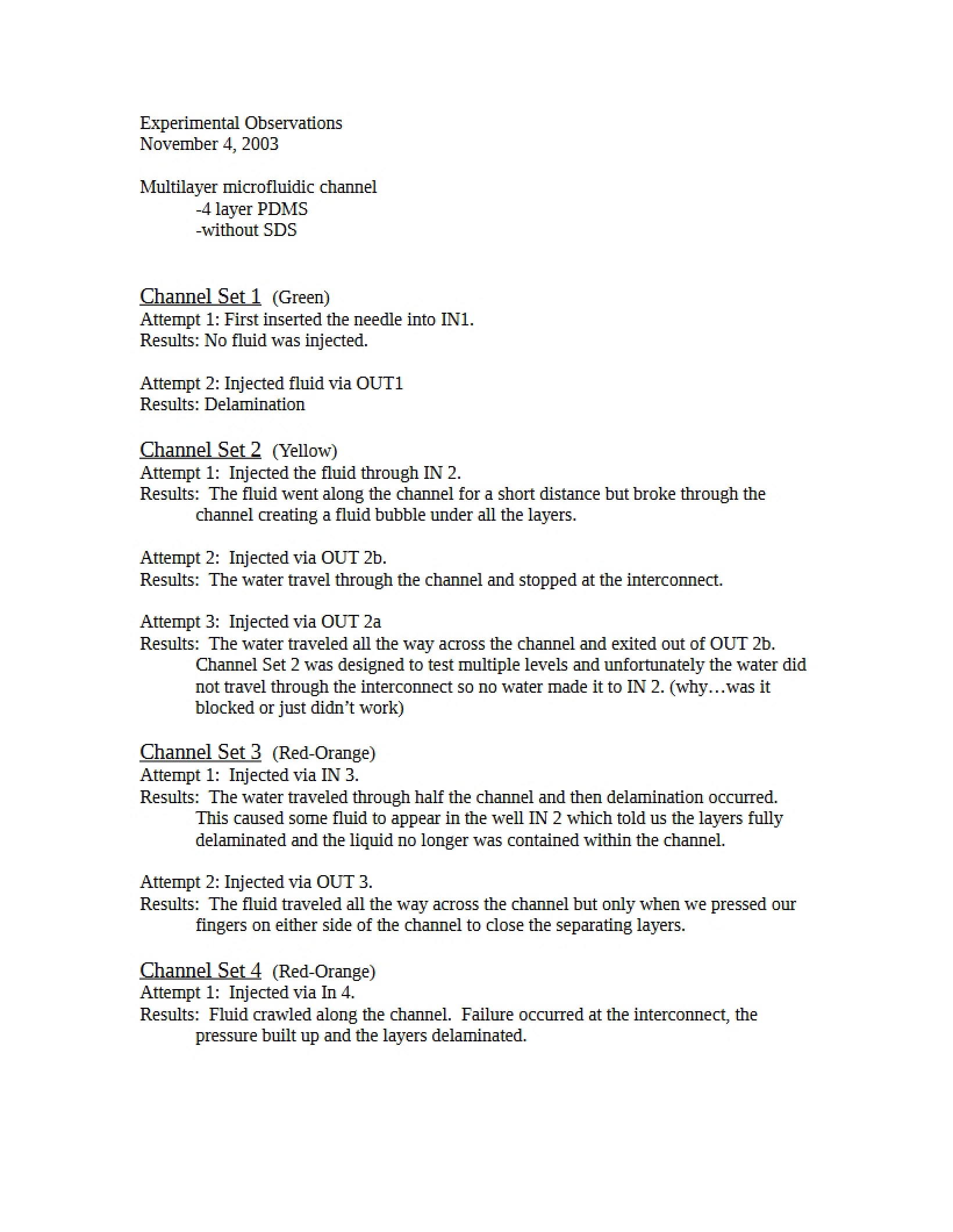 Observations from Experiments