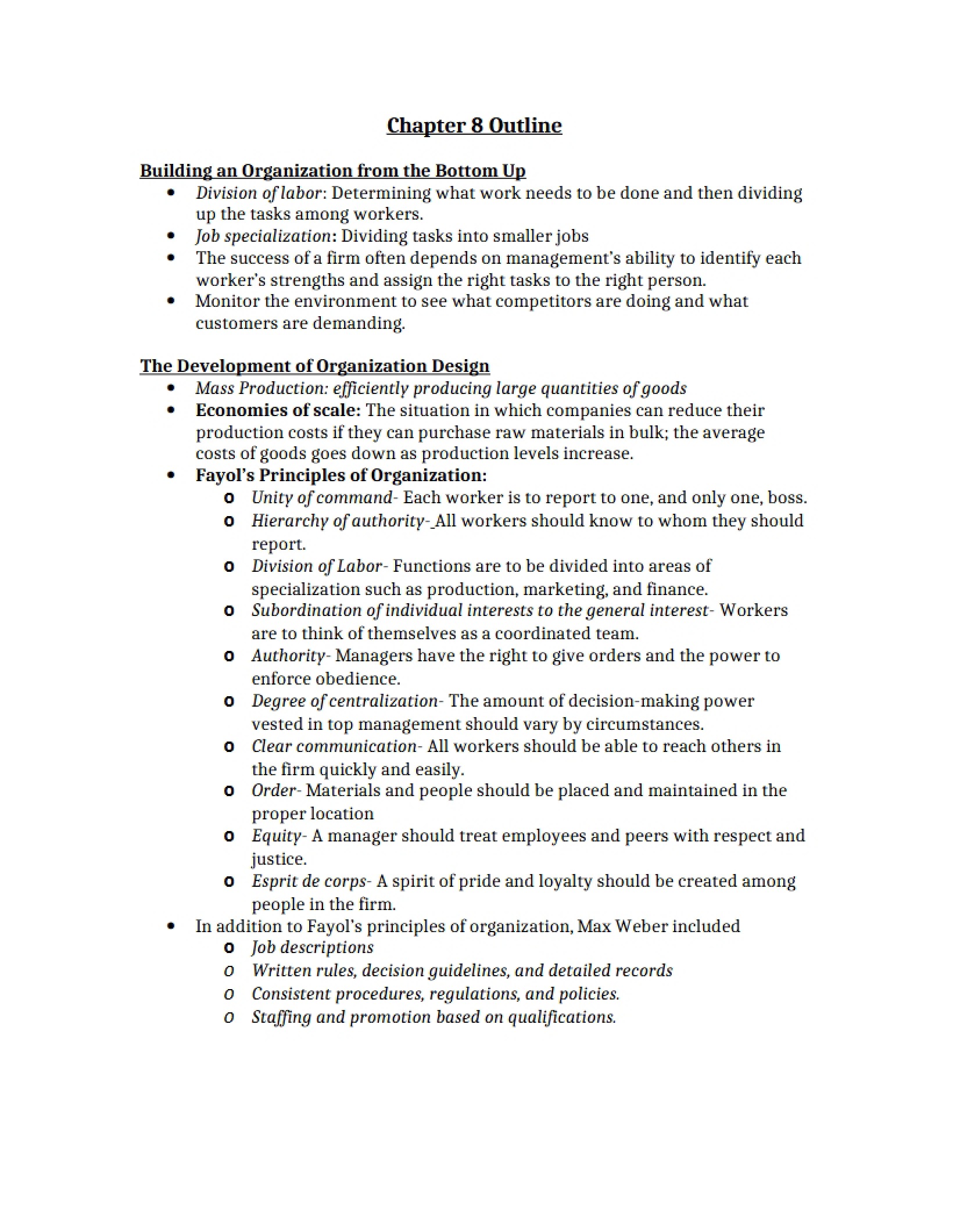 Chapter 8 Topic Outline