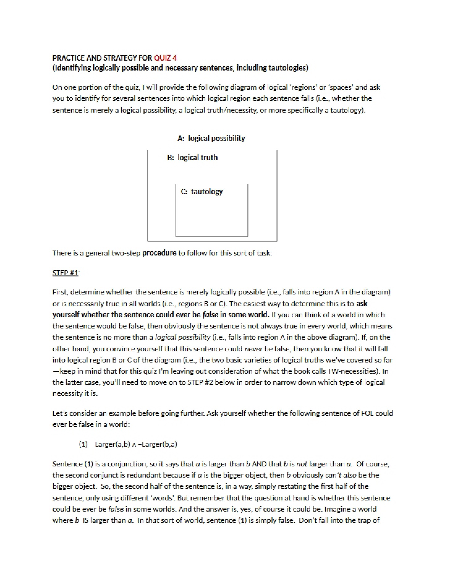 Quiz Four Strategy and Practice