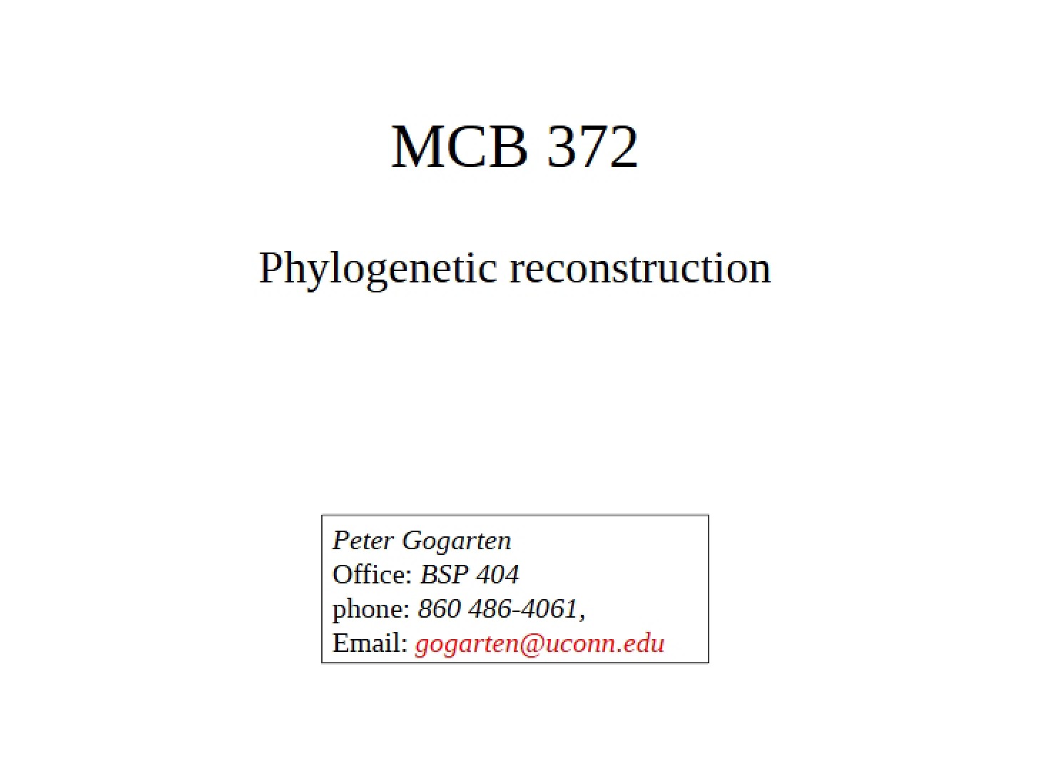 Phylogeny Reconstruction