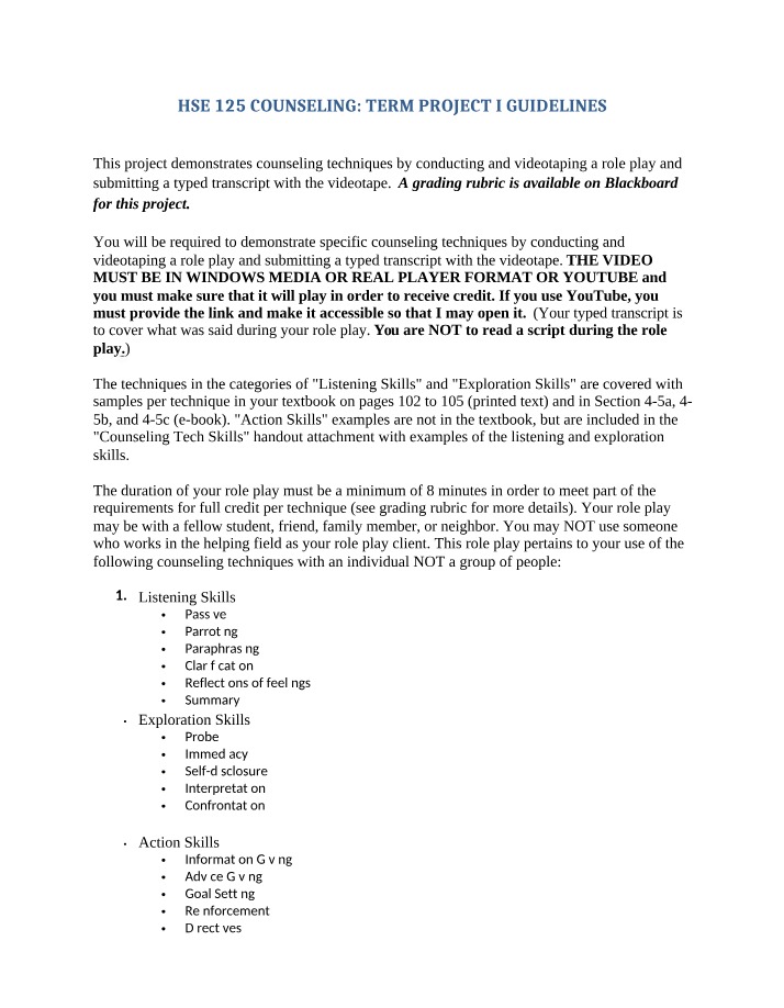 Guidelines for Term Project 1