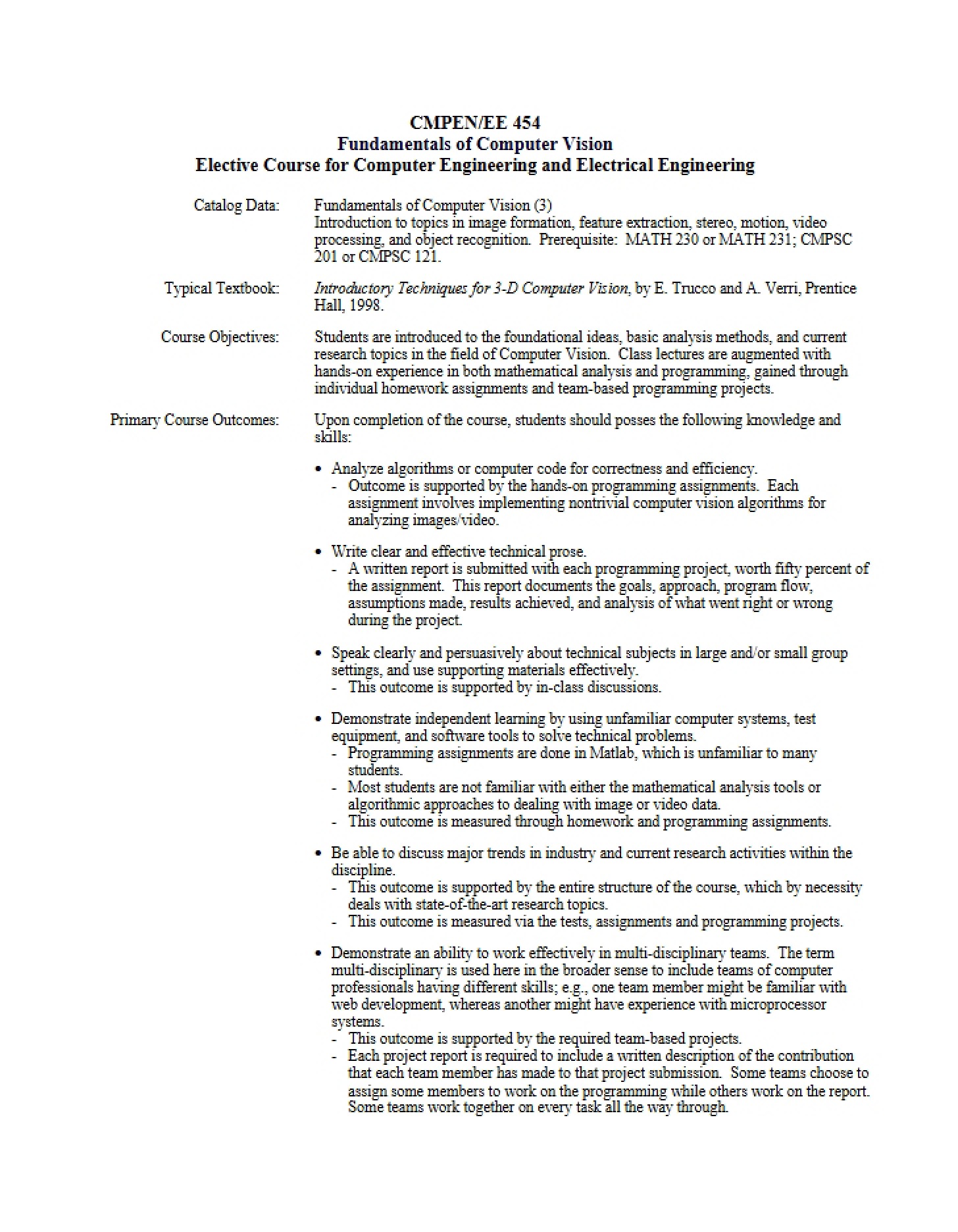 Syllabus for ABET CMPEN 454