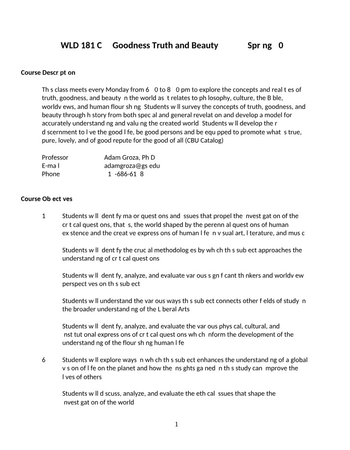 WLD 181 Syllabus - Spring 2023