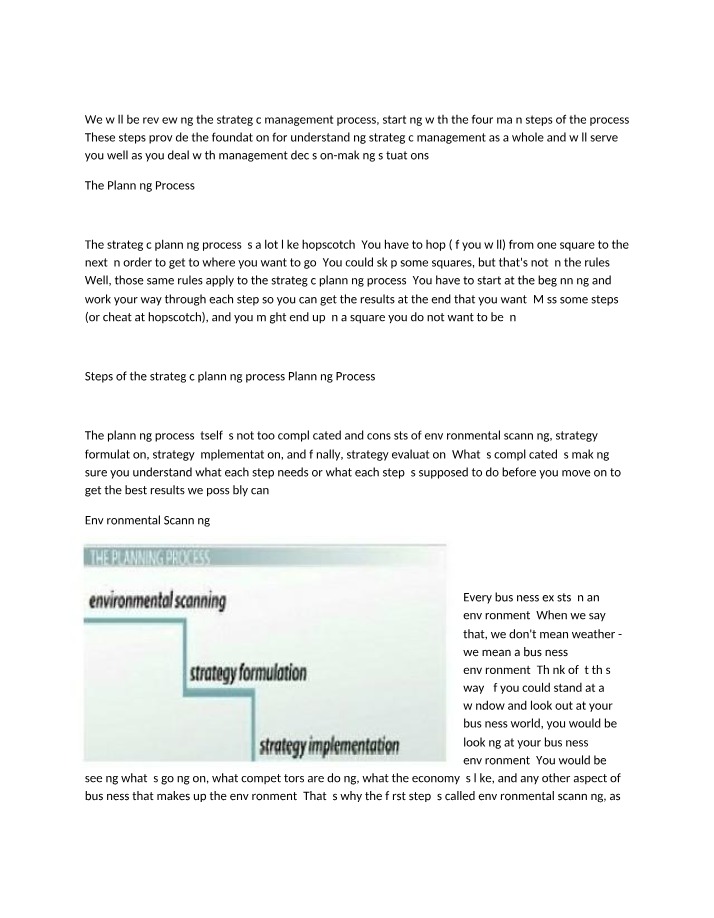Implementation, Planning, and Strategic Management Process Steps
