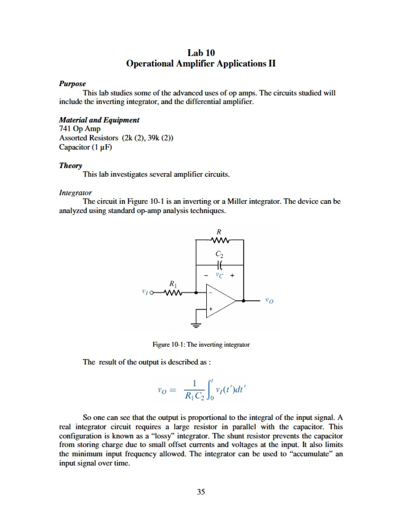 Tenth Laboratory Exercise for Electronics