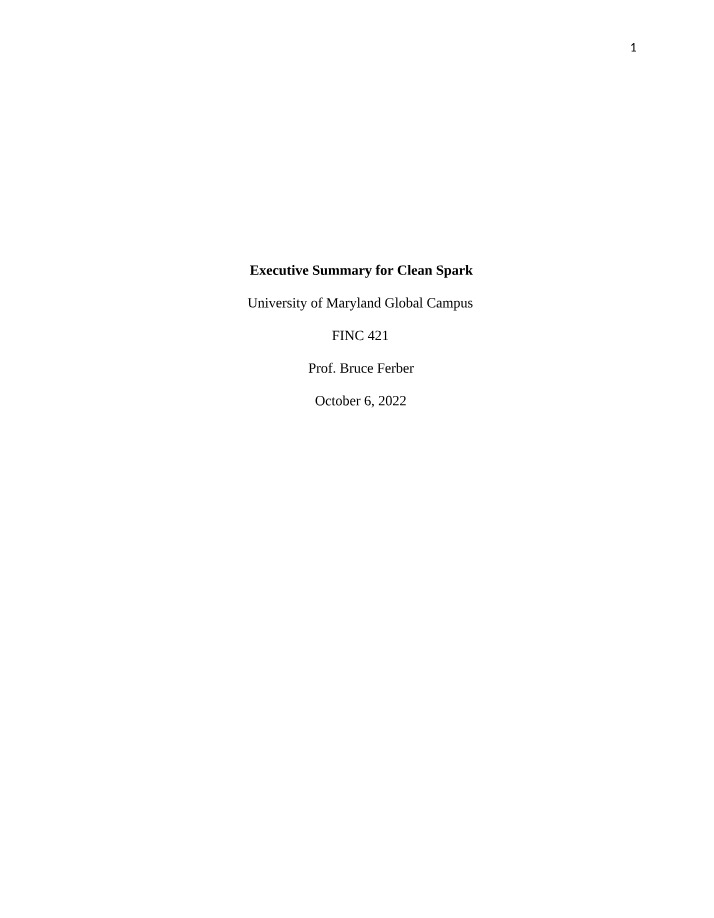 Clean Spark Executive Summary