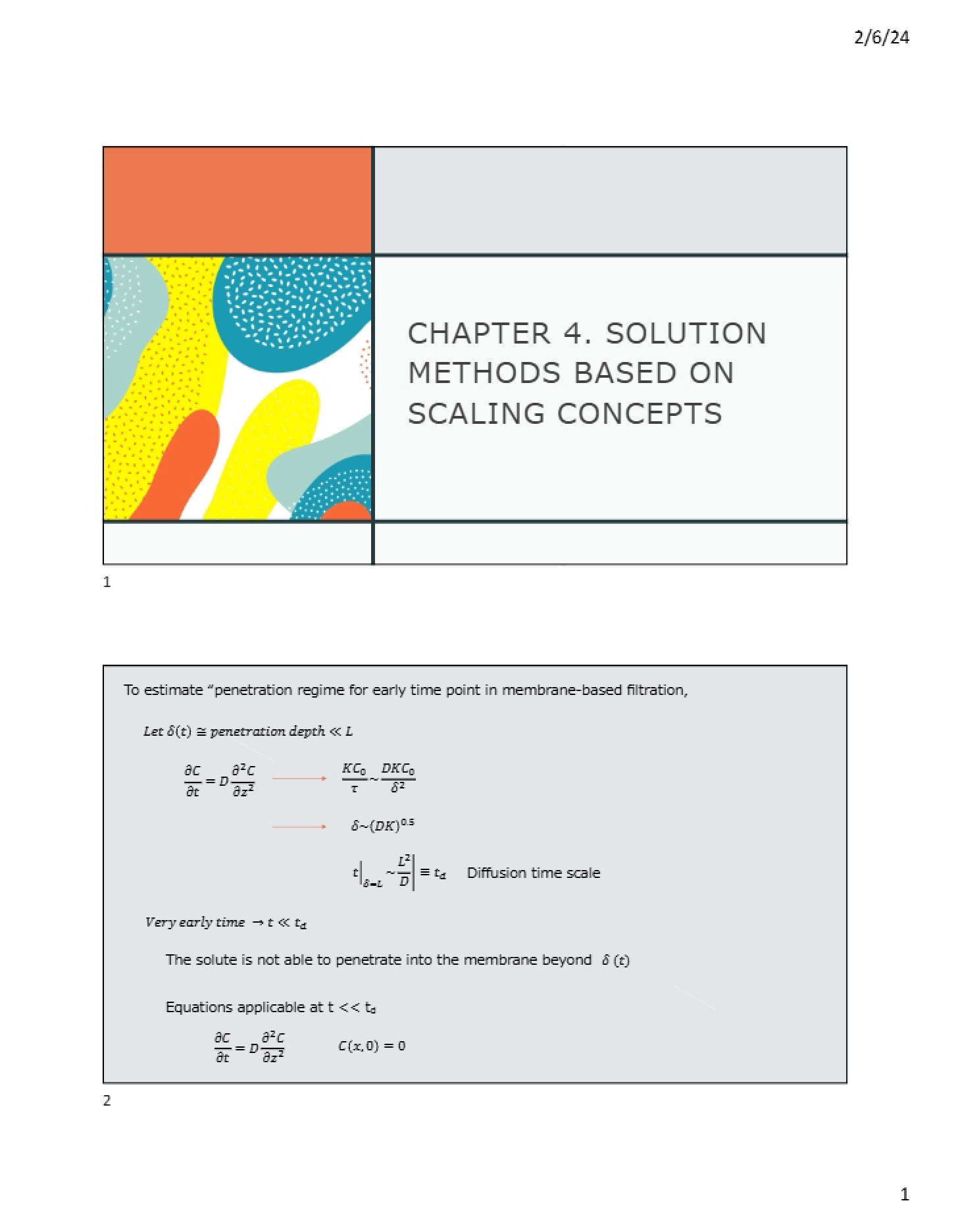Scaling Concepts Solution Methods (Ch 4)