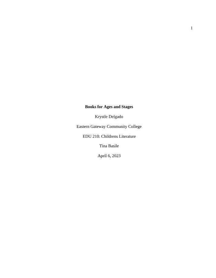 Ages and Stages - Book List