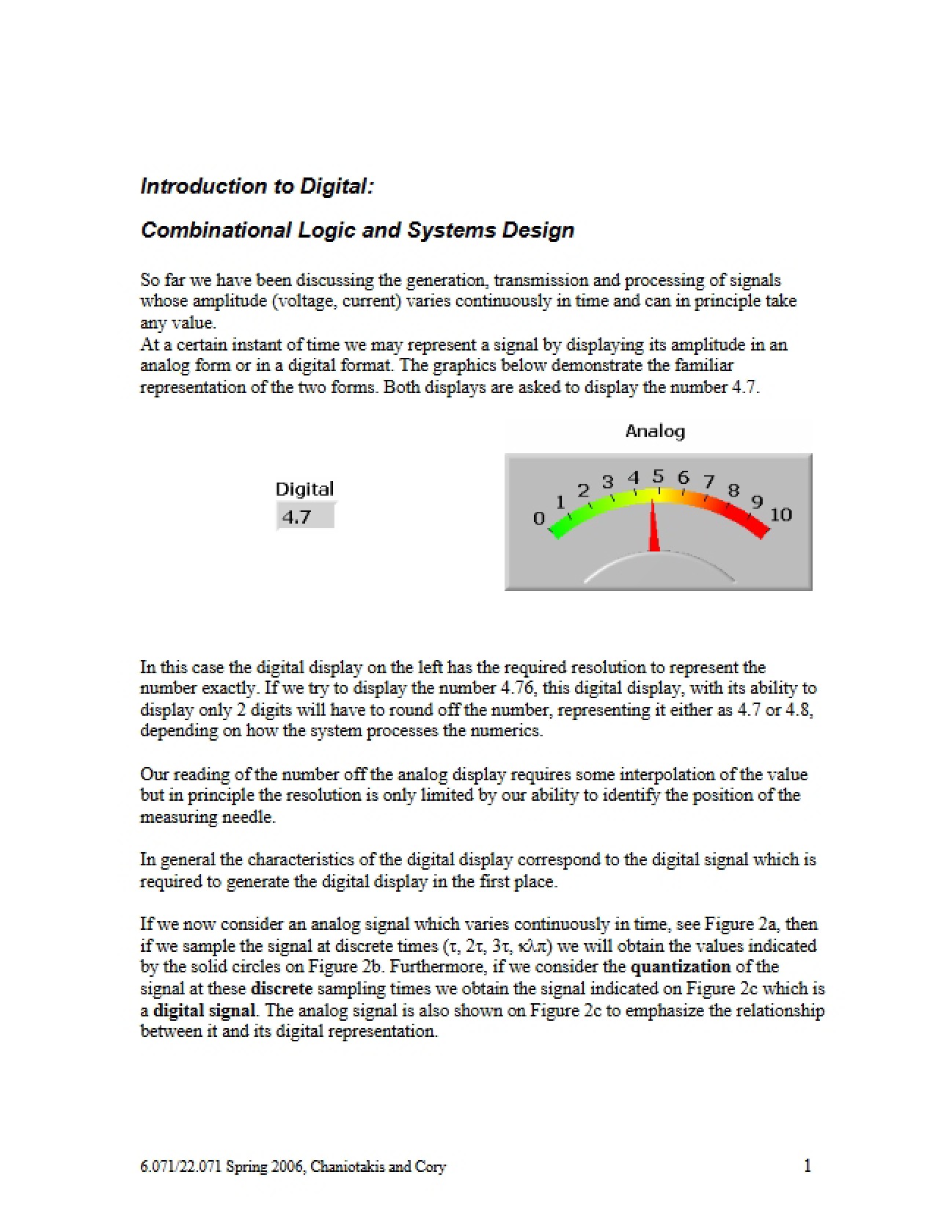 Design of Systems and Combinational Logic