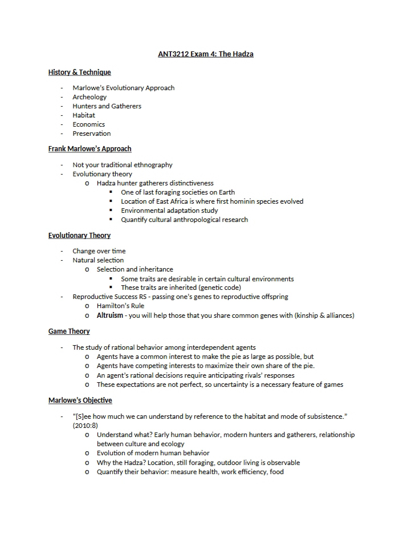 Hadza People Exam 4