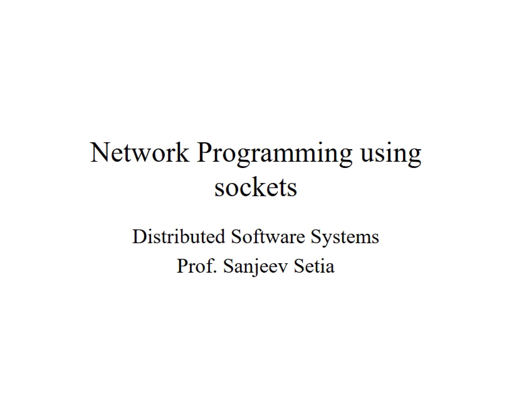 Socket-Based Network Programming