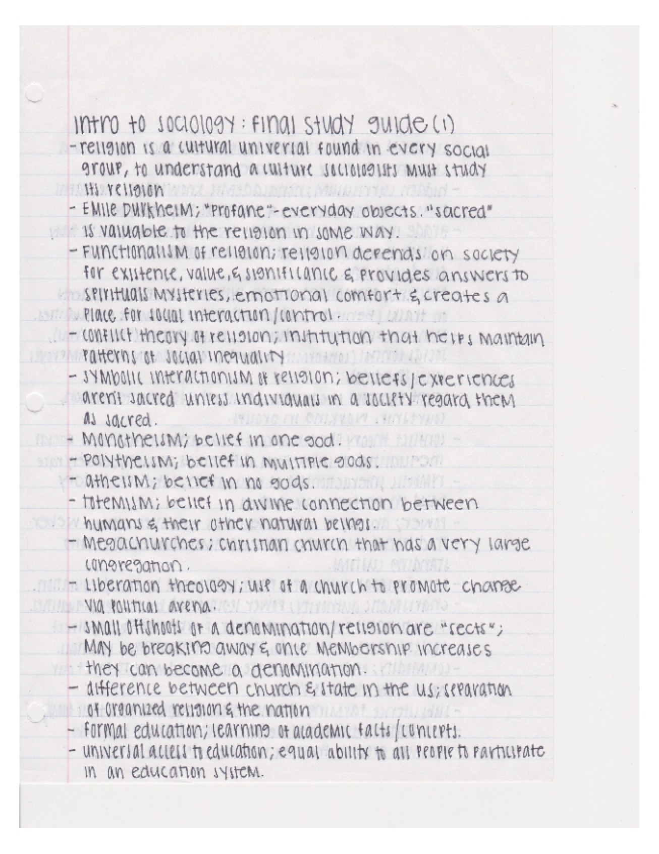 Sociology Comprehensive Study Guide