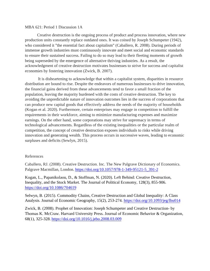 MBA 621 Discussion 1A (Period 1)