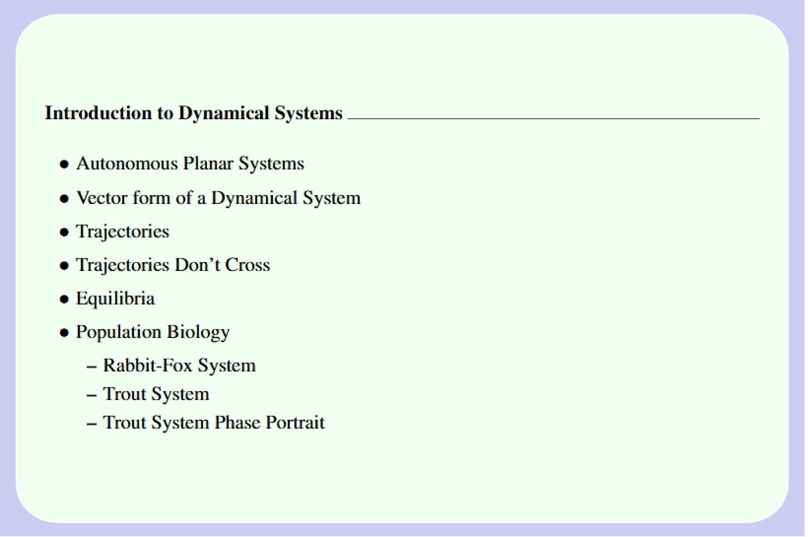Basics of Dynamical Systems