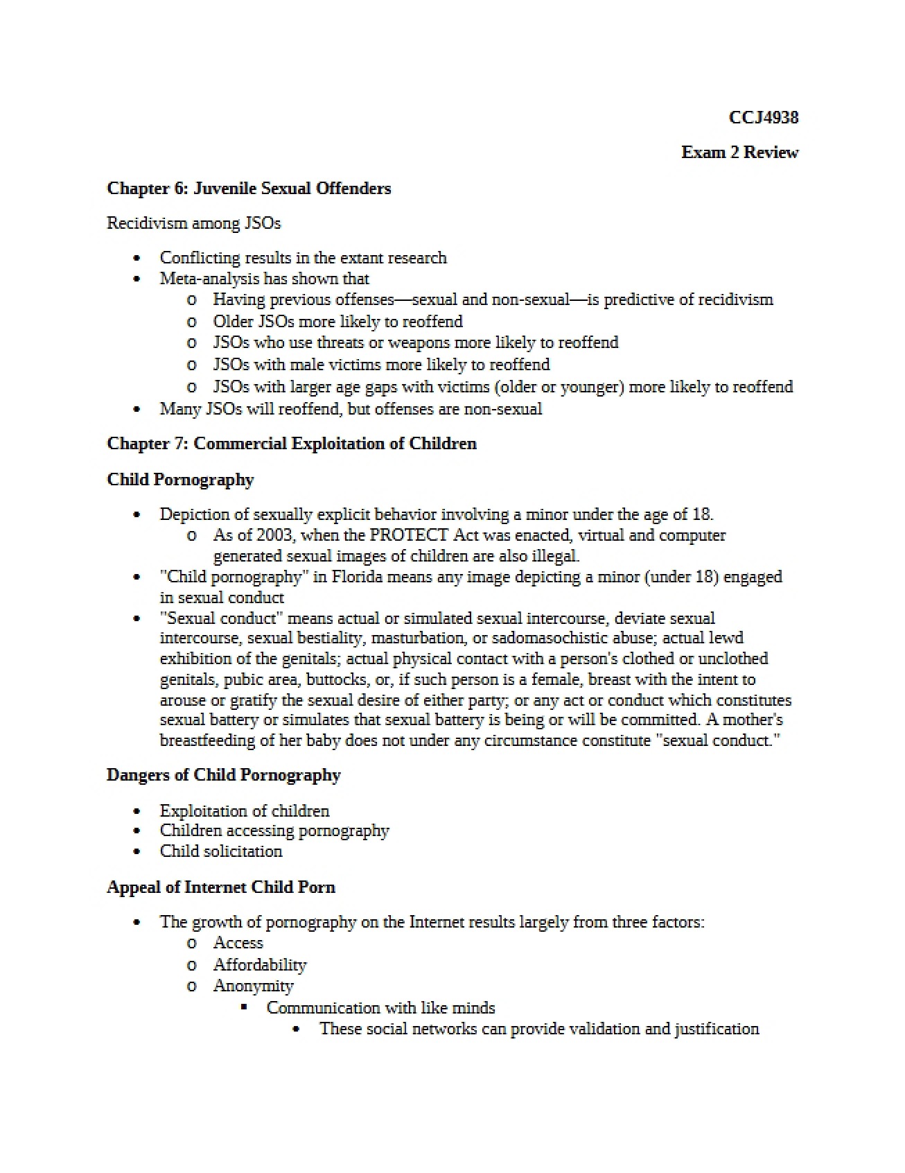 Study of Juvenile Sexual Offenders Chapter Six