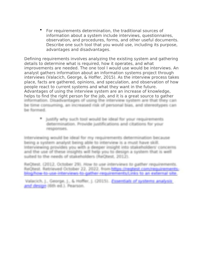 Requirements Determination via Interviews