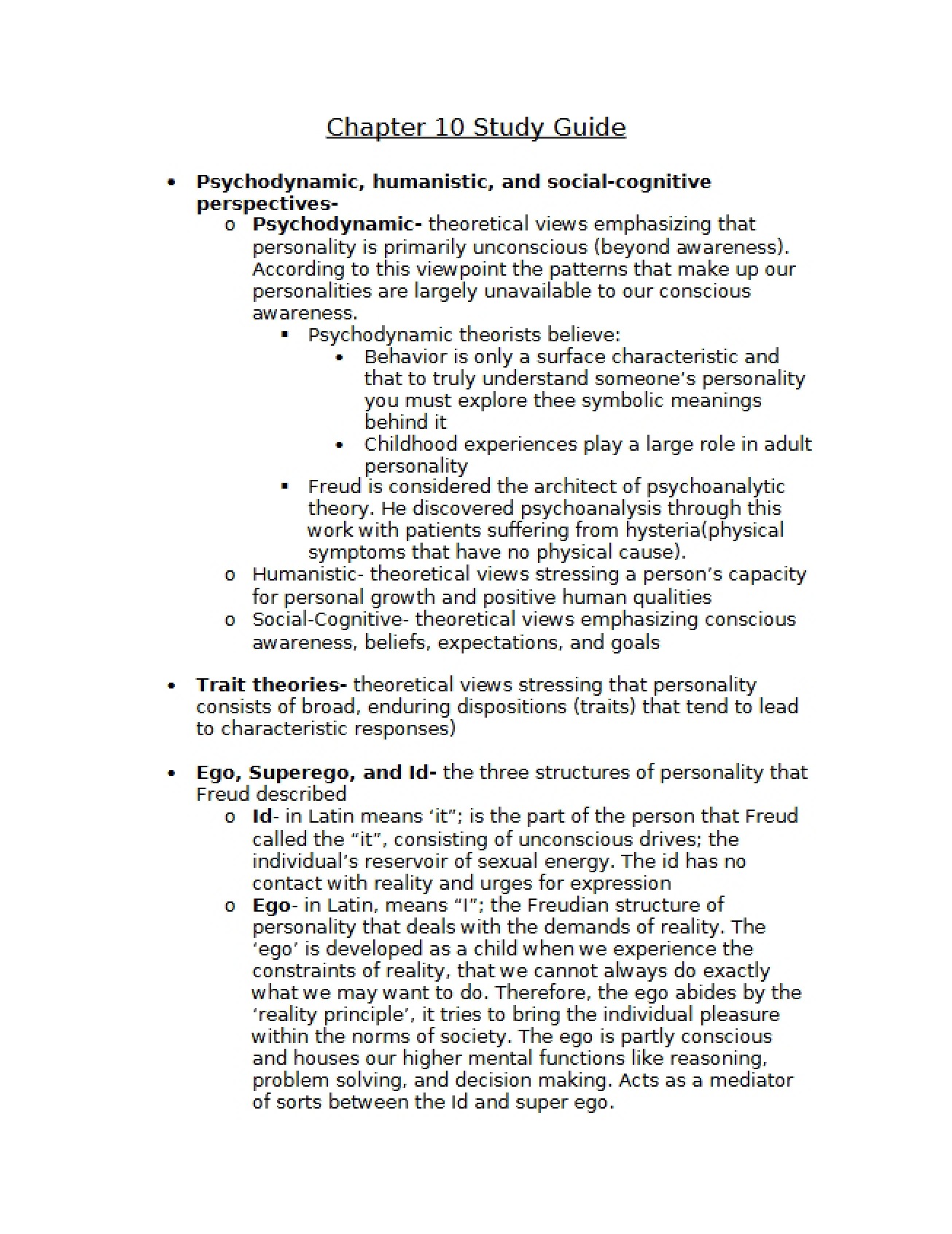 Study Guide Chapter 10