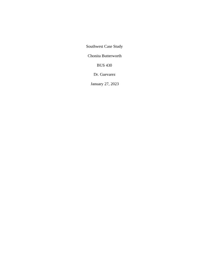 Study Case - Southwest