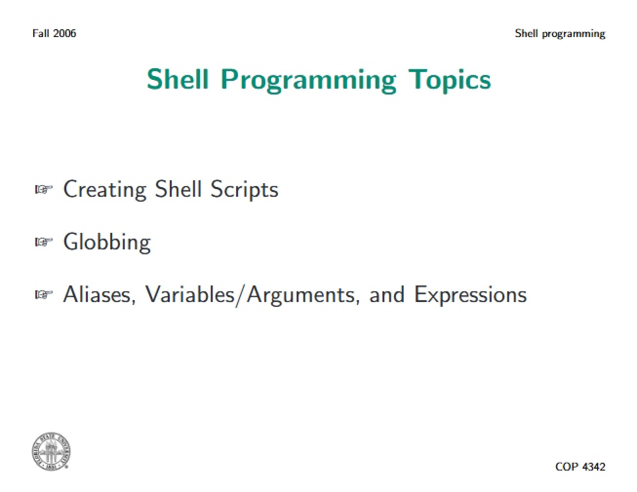 Topics in Shell Programming, Part One