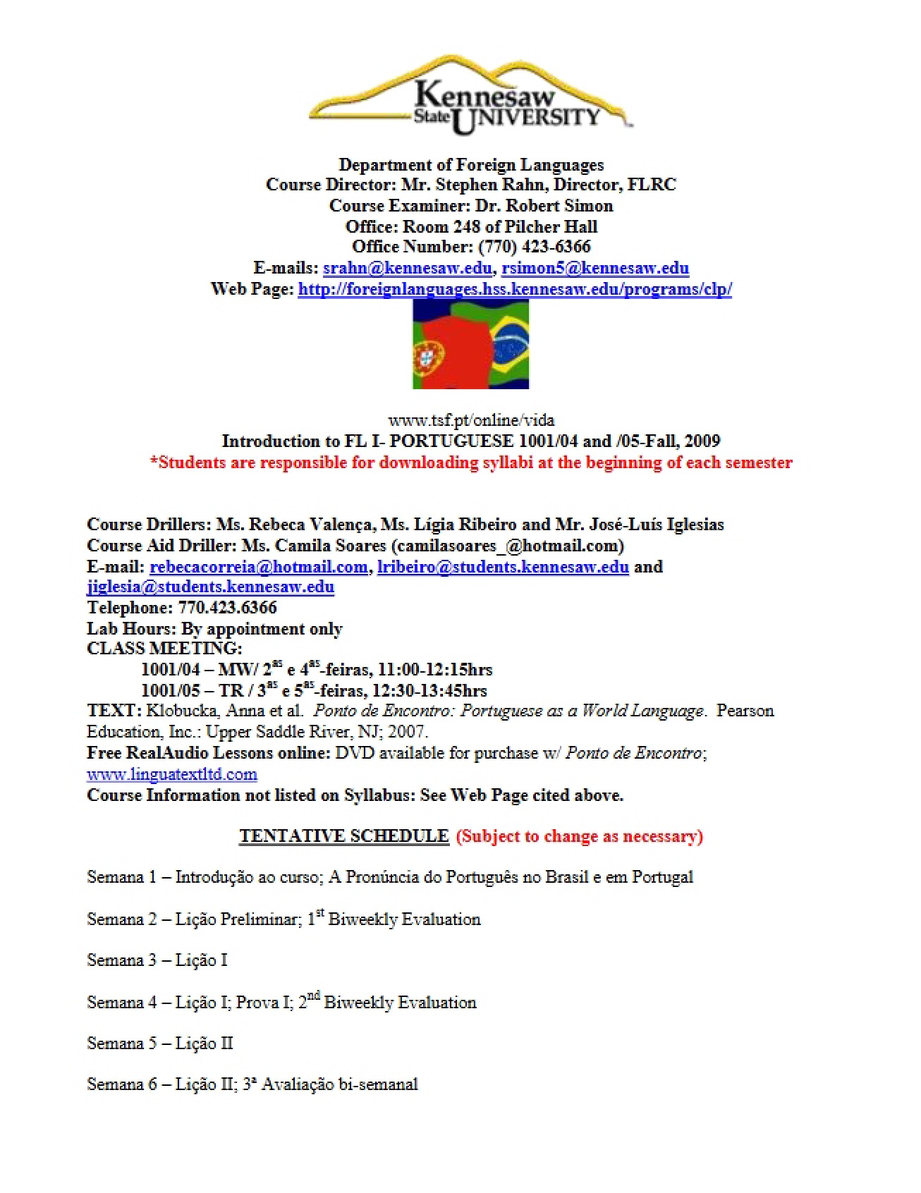 Introductory Portuguese Course Framework
