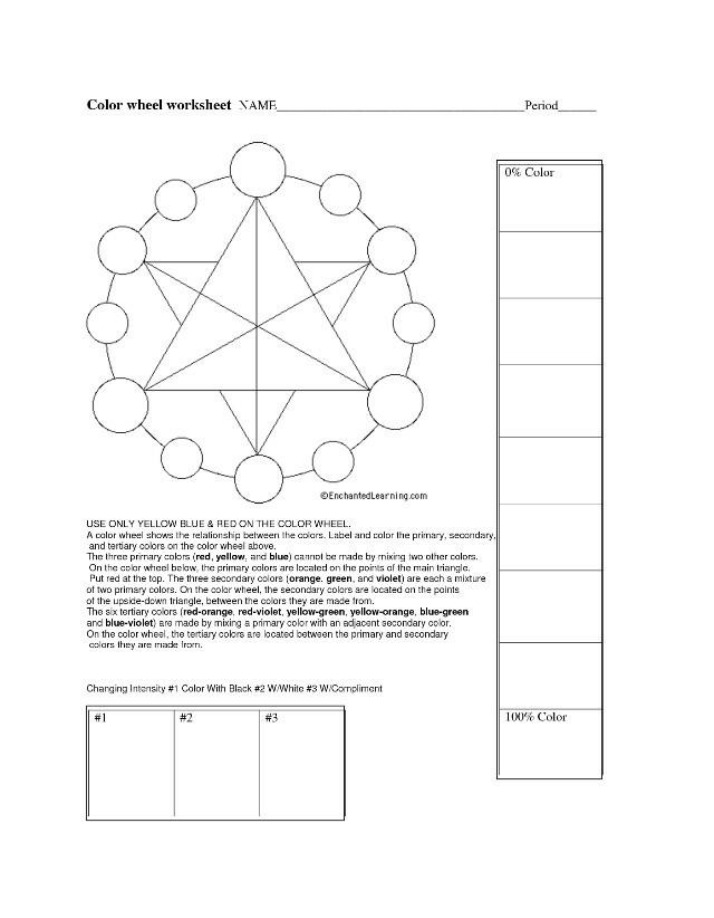 Worksheet for Color Wheel