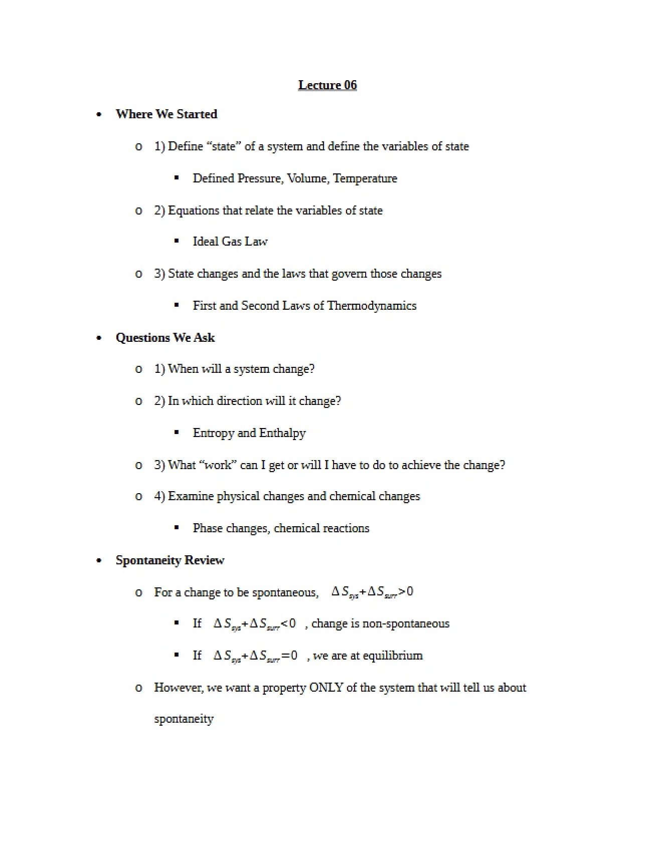 Sixth Lecture