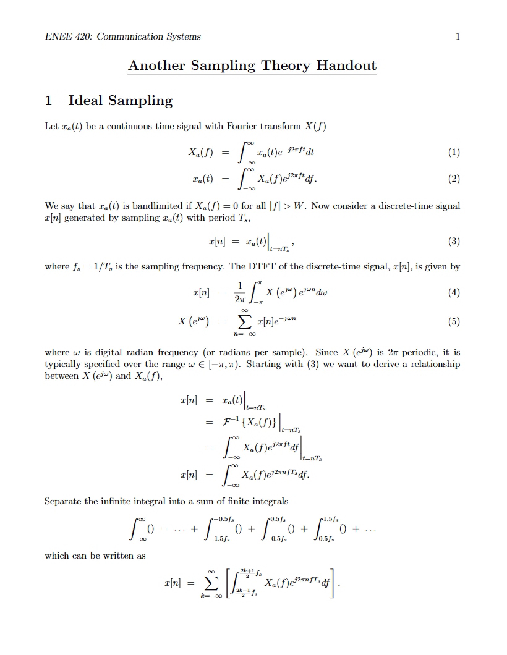 Alternative Sampling Theory