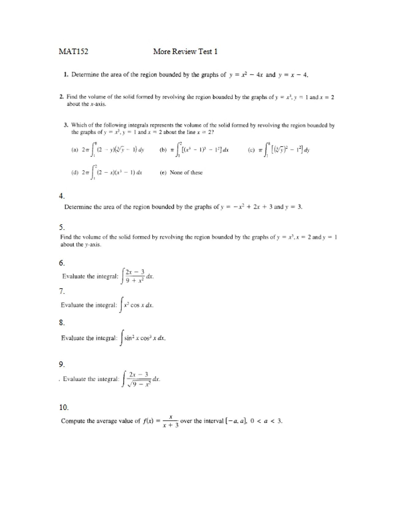 Additional Review for Test One