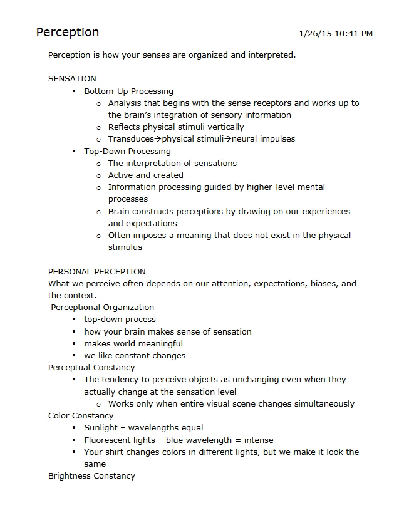 Perceptual Processes