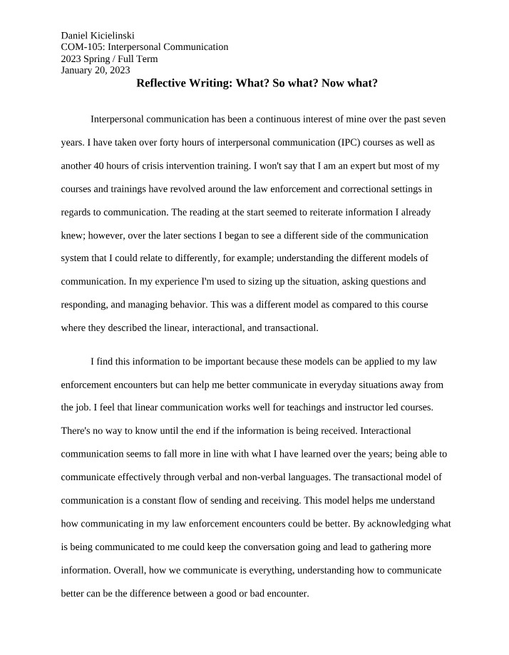 What, So What, Now What - Reflective Writing