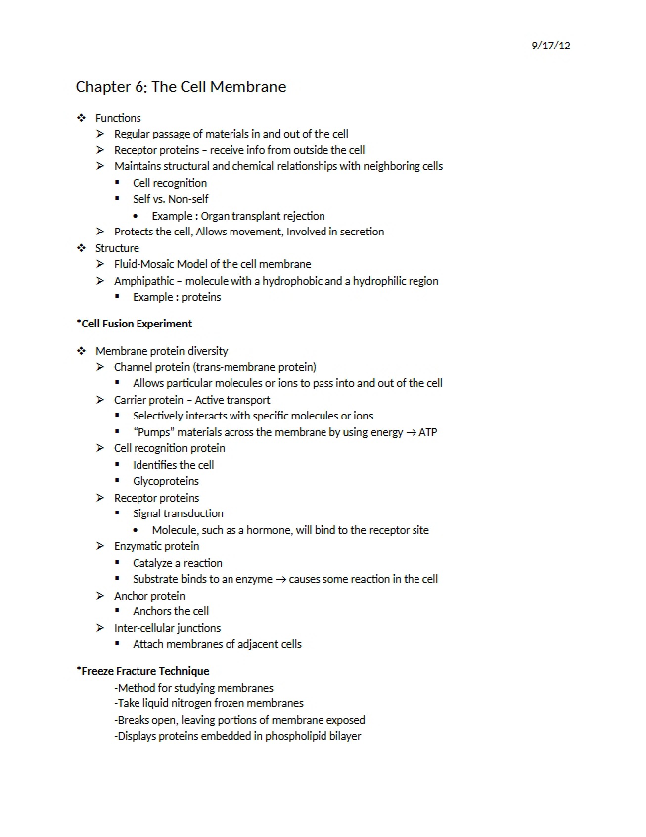 Cell Membrane Chapter Six