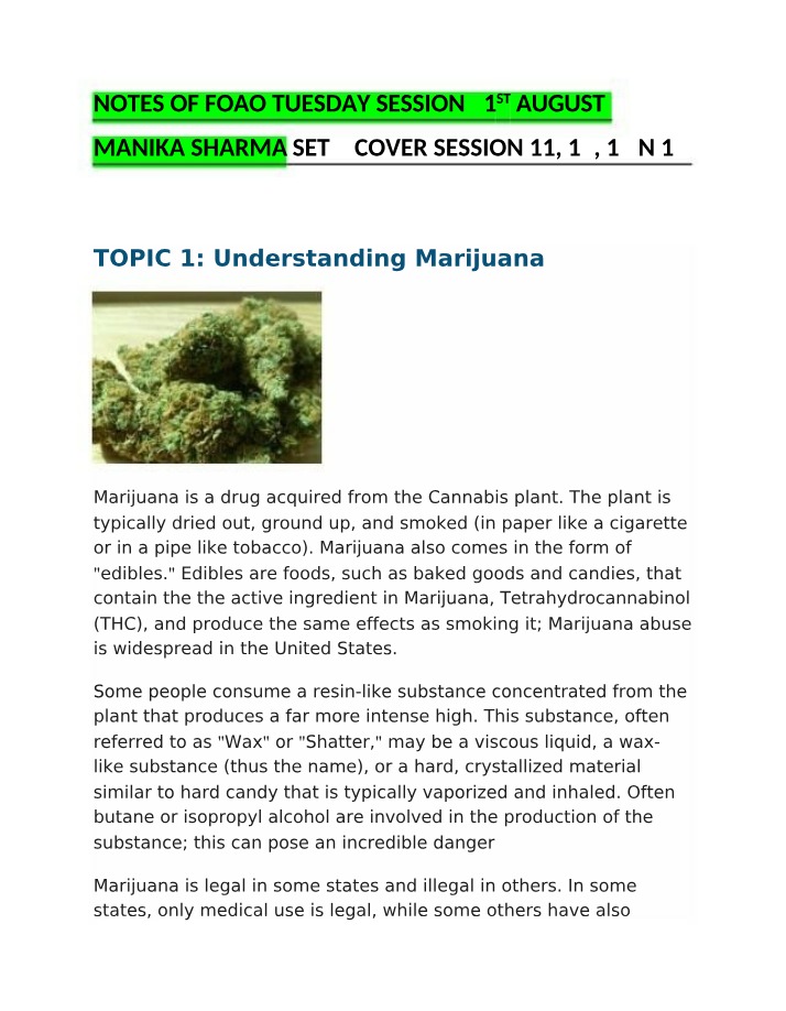 Marijuana - Effects, Abuse, and Addiction Risks